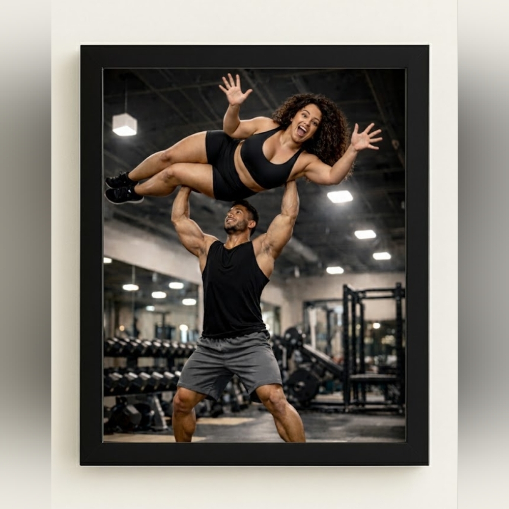 Athletic Gym Photo in 8x10 Glass Frame – Strength & Balance Moment